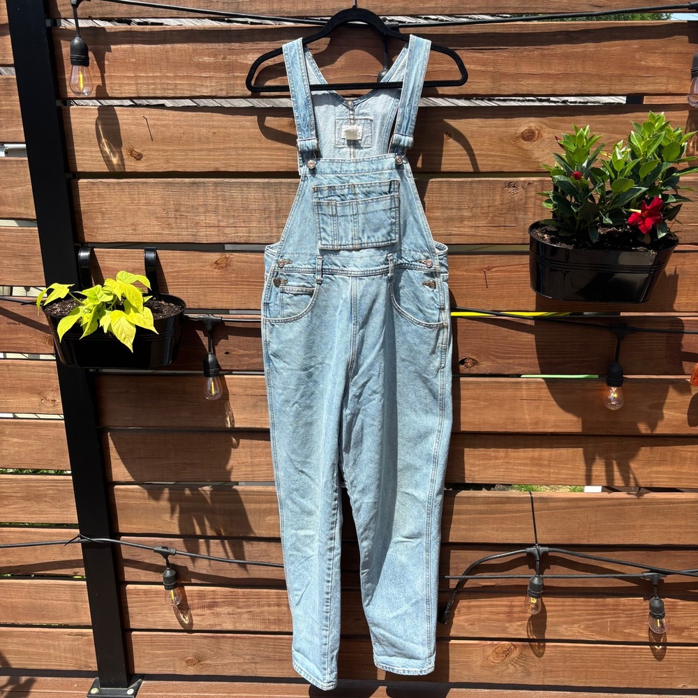 Moda Int'l Denim Overalls Women M Light Wash Good Vintage 90s Bib Dungarees